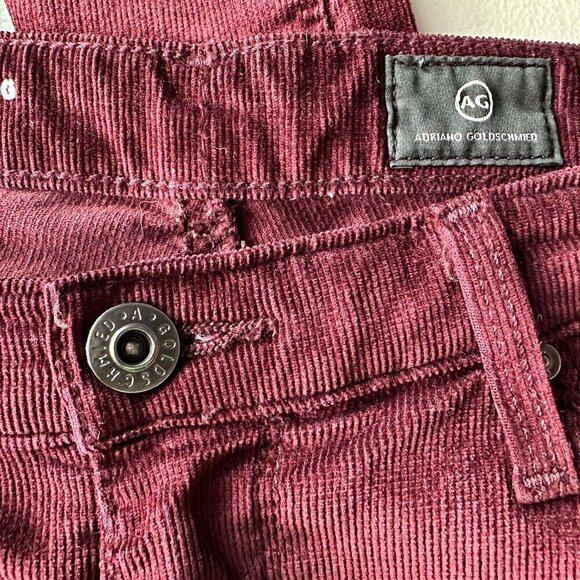 AG Adriano Goldschmied The Legging Super Skinny Maroon Corduroy Pants Womens 27 - Picture 7 of 9